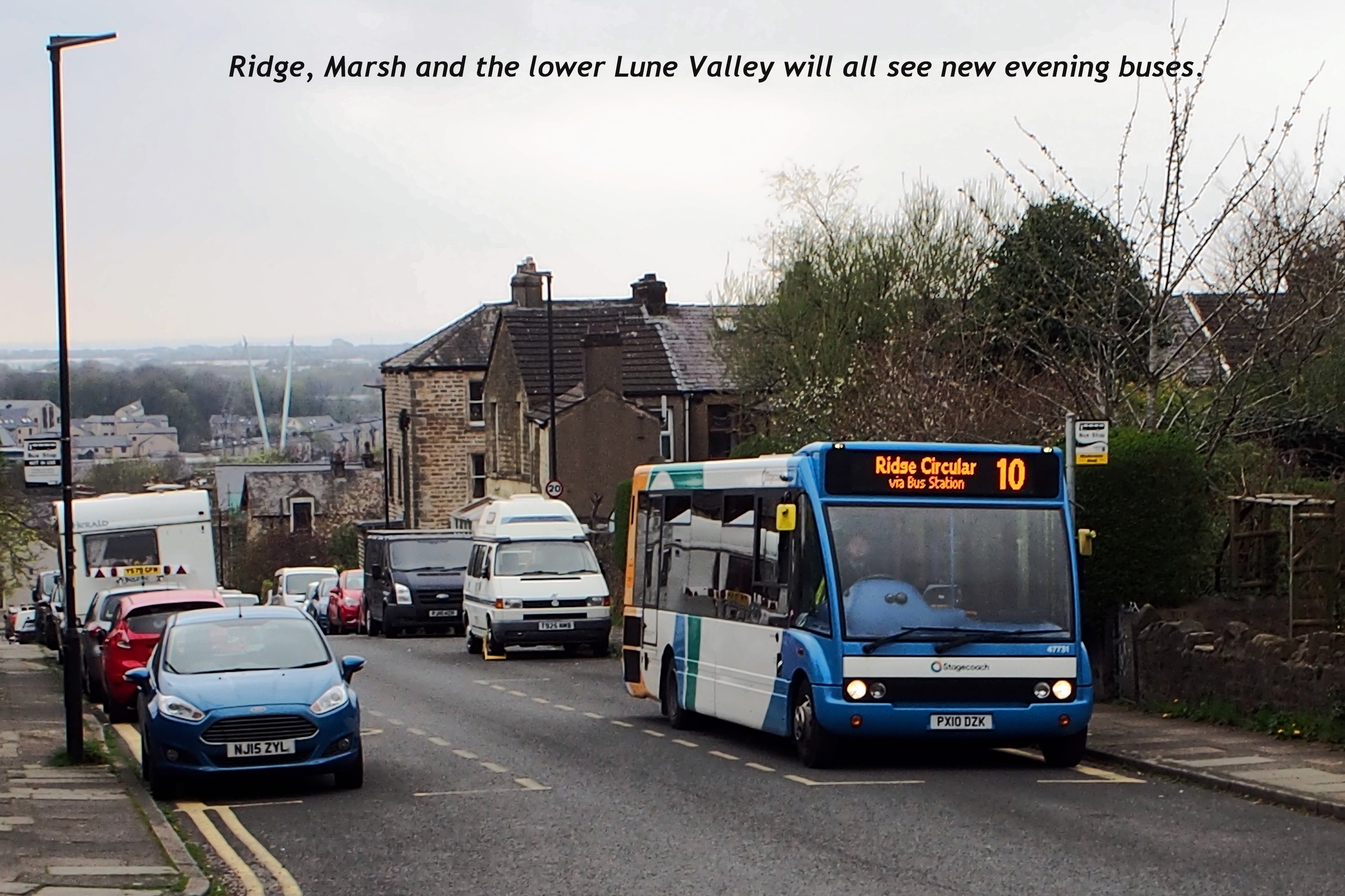 Single deck bus at a bus stop